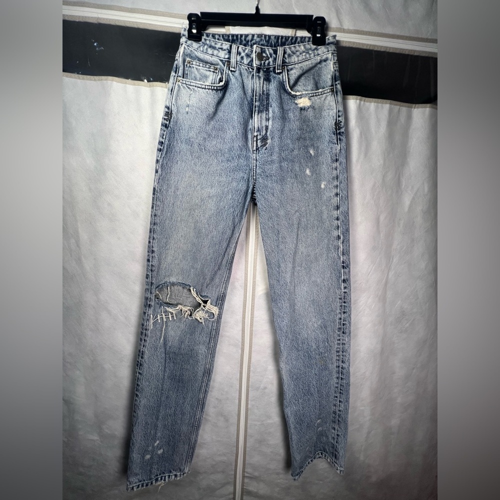 KSUBI Blue Cotton Distressed The Brooklyn Authentik Trashed Jeans Size 25